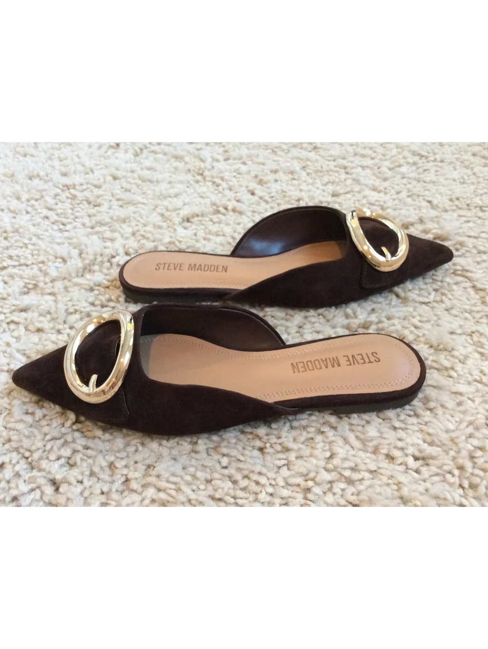 Steve Madden Ira Pointed Toe Mule Slide Brown Suede - 5.5